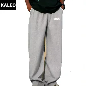 KALEO Custom Logo High Quality Casual Cotton Sweatpants Chino Pants Anti-wrinkle Wide Leg Track Pants Printed Sweatpants Men