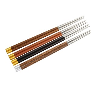 Palillos de Acero Inoxidable 304, Antideslizantes, Estilo Chino, Palillos de Madera para Alitas de Pollo, Palillos de la Suerte, Sin Pintar ni Encerar - Product Image 5