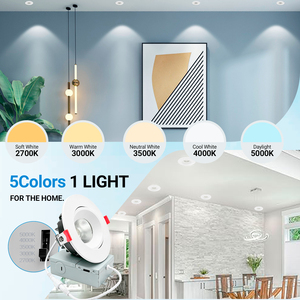 Plafonnier encastré rond COB LED anti-éblouissement de 4 pouces, en aluminium moulé sous pression, 2700K-5000K, 12W, éclairage intérieur - Product Image 5
