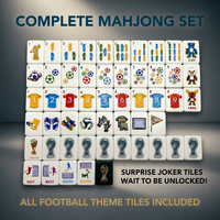 Oh My Mahjong Passionate Soccer American Mahjong Set : 160 tuiles violettes avec tapis oriental élégant, jeu familial portable