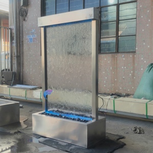 glass <b>mirror</b> waterfall indoor and <b>outdoor</b> water wall home artificial water feature cllear glass waterfall fountain - Product Image 1