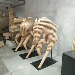 ホテル装飾木製動物像ソリッドウッド大型馬頭彫刻像ホーム - Product Image 5