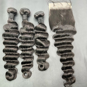 Prix bon marché paquets de cheveux humains Ombre couleurs avec fermeture paquets de cheveux de vague lâche pour toutes les femmes paquets de cheveux humains armure - Product Image 1