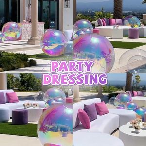 Blue Inflatable Big Mirror Ball Gold Shiny Balls Large Hanging Standing PVC Disco Bubble <b>Balloon</b> for Christmas Birthday Party - Product Image 5