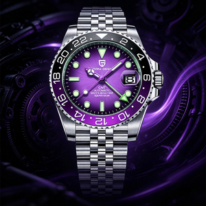 Reloj Mecánico de Lujo Pagani Design V3 GMT, Cristal de Zafiro, Acero Inoxidable, 100m Resistente al Agua, Reloj Automático para Hombre de Negocios - Product Image 3