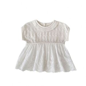Atasan Rajut Tanpa Lengan Model Patchwork Katun untuk Anak Perempuan, Pakaian Bayi Modis Musim Panas Terbaru dari Engepapa - Product Image 5