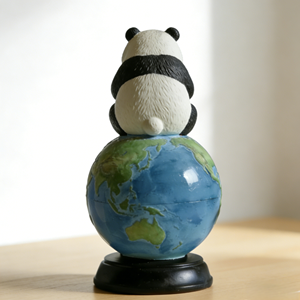 Figurine en résine Panda et Terre - Décoration d'intérieur animale et mondiale, Cadeau de Noël haut de gamme, Sculpture personnalisable Bozhi Art - Product Image 4