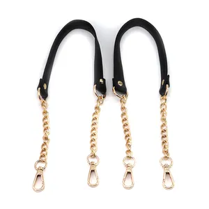 1/2" Wide 23.6" Leather Iron Flat Chain Strap Handbag Chains Accessories Purse Straps Shoulder