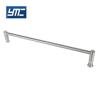 Poignée de porte en verre carrée moderne double face à long levier en acier inoxydable 304 pour salle de bain et hôtel, facile à installer