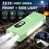Lampe torche LED rechargeable Z838 avec batterie 18650, corps vert, IP44, ABS, magnétique, certifiée ROHS, lumineuse