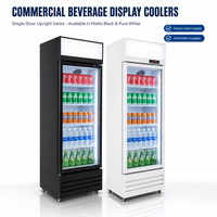Réfrigérateur commercial vertical économique pour boissons, vitrine réfrigérée à refroidissement direct, porte vitrée, contrôle LED, verrouillage de porte