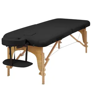 Cambodia WZ201Factory Custom OEM Cheap Black Wooden Folding Tattoo Table Massage Table Massage Bed with Free Carrying Case