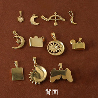 Pendentif personnalisé avec logo en acier inoxydable plaqué or 18 carats, breloques caméra, arc et flèche de Cupidon, console de jeu, soleil et lune pour collier DIY