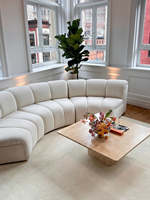 Canapé modulaire sectionnel ATUNUS, canal incurvé, minimaliste, français, ensemble de canapé en tissu bouclé crème pour salon
