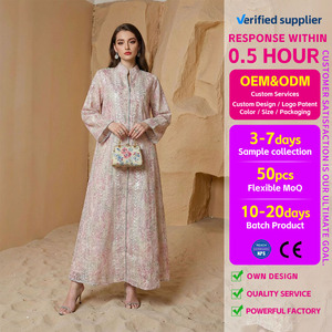 Fábrica <span class=keywords><strong>de</strong></span> Vestidos ODM, Abayas Elegantes <span class=keywords><strong>de</strong></span> Oriente Medio para <span class=keywords><strong>Mujeres</strong></span> Musulmanas, Estilo Dubái, Poliéster, Estampado Floral, Primavera/Verano, Gran Venta - Product Image 1