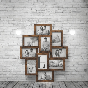 Cornice Fotografica Familiare alla Moda in Legno con 12 Aperture, Motivo Quadrato, Collage Multi-Foto Pieghevole <span class=keywords><strong>da</strong></span> Appendere a <span class=keywords><strong>Parete</strong></span> per Esporre Ricordi - Product Image 3