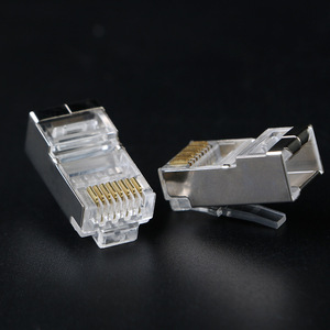 ตัวเชื่อมต่อเครือข่ายแบบป้องกันสัญญาณรบกวน Rj45 8p8c ปลั๊กอีเธอร์เน็ต 8 แกนทองแดงเคลือบทองสำหรับการส่งข้อมูลความเร็วสูง - Product Image 1