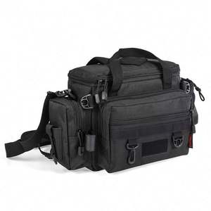 Échantillon gratuit, vente en gros d'usine, sac de pêche portable multifonctionnel noir, doux avec bandoulière rembourrée - Product Image 1