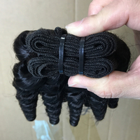 Mèches de Cheveux Humains Bouncy Funmi Double Drawn 12A, Tissage d'Extensions de Cheveux Vierges Brutes Effet Baby Curl