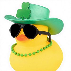 Canards en caoutchouc portables promotionnels en gros pour la Saint-Patrick, décorations, cadeaux de fête, fournitures, trèfles verts porte-bonheur, chapeaux, voitures - Product Image 1