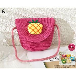 Borsa Ananas 13x10x7cm Rosa in Paglia, Borsa Estiva da Spiaggia - Product Image 1