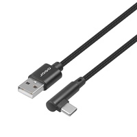 Kabel USB a ke Type C Sudut Kanan 90 Derajat USB2.0 480Mbps Cangkang Aluminium Berlapis Nikel Kabel Data Pengisian Daya USB C Berlapis Katun