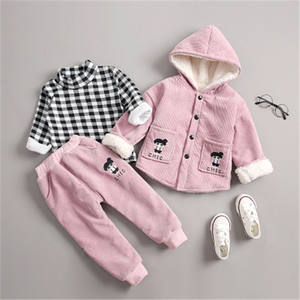 Ensemble de vêtements d'hiver pour filles, 3 pièces, manteau, t-shirts unis pour enfants, vestes en fourrure pour enfants, vente en gros en provenance de Chine - Product Image 3