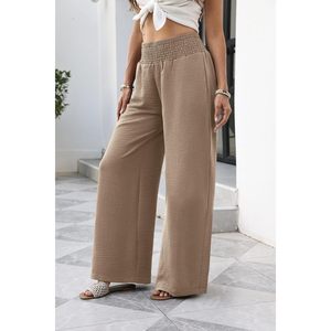Pantalones Anchos de Cintura Alta para Mujer, con Bolsillos, Casuales, Transpirables, Diseño Simple, Mezcla de Algodón y Spandex - Product Image 3