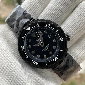 Aço inoxidável preto sd1975xt steeldive pvd, relógio de mergulho automático resistente à água 300m