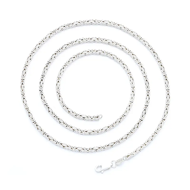 925 Sterling Silver Italian Solid Round Byzantine Link Chain Necklace for Women Men 18 20 22 24 26 Inch 925