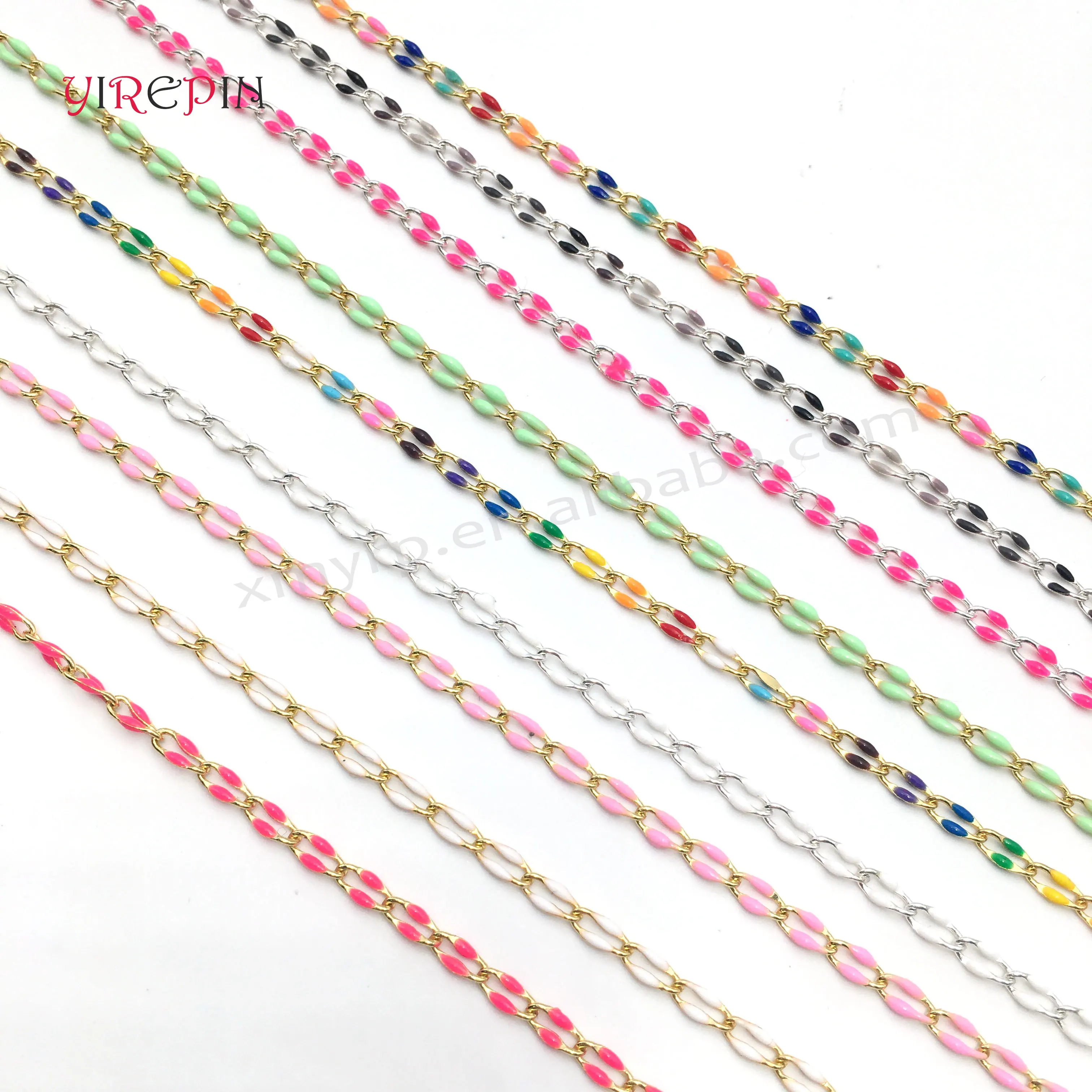 Handmade mạ vàng đầy màu sắc Men liên kết chuỗi tùy chỉnh bán buôn số lượng lớn men chains DIY trang sức vĩnh viễn