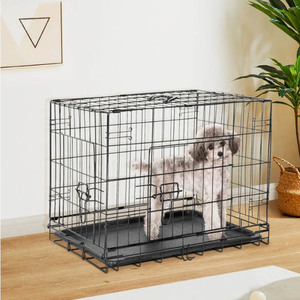 Jaula para mascotas de doble puerta, jaula plegable de Metal para perros/perrera con bandeja a prueba de fugas, jaula plegable para perros de 24 pulgadas - Product Image 4