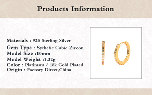 ROXI - Pendientes de Aro Huggie de Plata de Ley 925 con Baño de Oro de 18K y Circonita Cúbica Arcoíris de 10 mm - Product Image 6