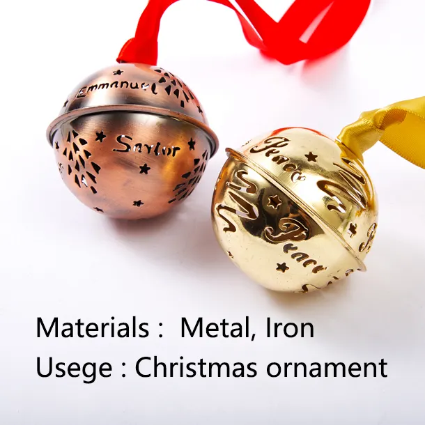 65MM Nova árvore de Natal ornamentos Jingle bell Ferro cor natural sino