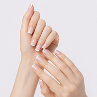 Lot de 32 faux ongles classiques français à presser, courts, carrés, rose nude brillant, en ABS souple, style français, réutilisables, OEM ODM
