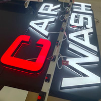 Letrero Luminoso para Exteriores, Letrero para Lavadero de Autos, Letrero LED 3D con Iluminación Frontal, Letras Luminosas para Tienda