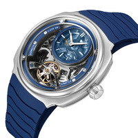 Luxuriöse Skelett-Automatikuhr mit Tourbillon-Uhrwerk, Silikonarmband und Offenbau-Design