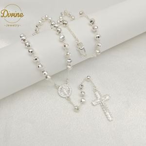 Vente en gros de collier chapelet religieux Offre Spéciale vierge <span class=keywords><strong>marie</strong></span> collier chapelet en laiton blanc argent - Product Image 1