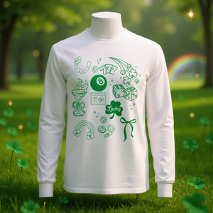 T-shirt a maniche lunghe estetica Lucky Icons per il giorno di San Patrizio - Product Image 3