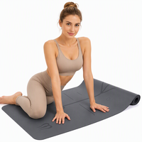 Tapis de yoga en caoutchouc naturel antidérapant à haute adhérence, design arc-en-ciel personnalisé, lignes gravées au laser, 183 cm, 5 mm d'épaisseur, exclusif pour les studios de yoga