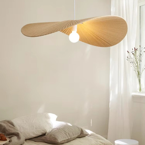 <span class=keywords><strong>Lampadario</strong></span> Nordico Semplice e Creativo a Forma di <span class=keywords><strong>Cappello</strong></span> di Paglia, Lampada a Sospensione in Rattan Giapponese per Camera da Letto, Soggiorno e Sala da Pranzo - Product Image 2