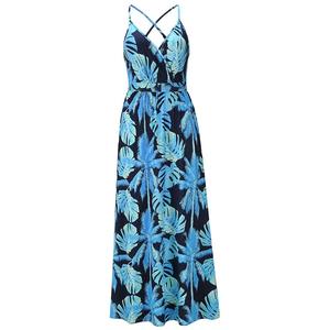 2025 New Fashion Sexy V-neck Boho Holiday <b>Beach</b> Summer <b>Dresses</b> Floral Printed Cross Slip <b>Long</b> <b>Dress</b> Sleeveless Casual <b>Dress</b> - Product Image 5