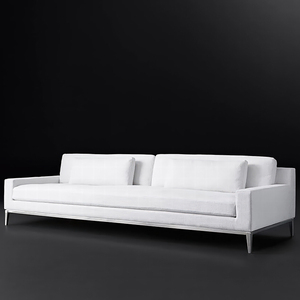 أريكة RH ITALIA TRACK ARM، تنجيد قماشي أبيض مع قاعدة معدنية، طقم أثاث عصري فاخر لغرفة المعيشة - Product Image 3