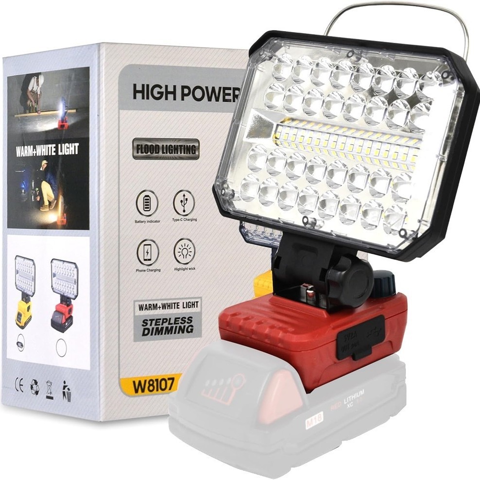 New 18V Portable Work Light Large Floodlight LED Inspection Emergency Lighting IP20 Rated 120 Beam Angle 2-Year Warranty