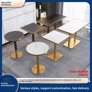 Mesa de Comedor de Losa de Piedra para Restaurante de Comida Rápida, Cafetería Escolar, Tienda de Té con Leche, Área de Descanso, Mesas Circulares Modernas - Product Image 3