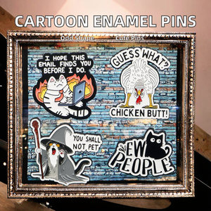 Hersteller-Großhandel: Cartoon-Charaktere Anime Emaille-Pins – Kreative Metall-Anstecknadeln mit Zitaten – Lagerbestand Katzen-Broschen - Product Image 2