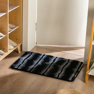 부드러운 인조 모피 직사각형 블랙 러그 럭셔리 미끄럼 방지 플러시 바닥 매트 카펫