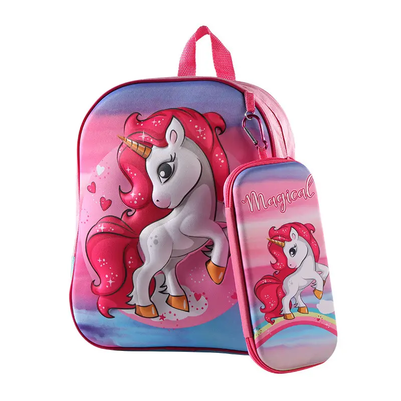 Sac à dos de dessin animé 3D mignon pour bébé de la maternelle, ensemble de deux pièces pour enfants de l'école primaire, sac d'école, nouvelle collection, vente en gros