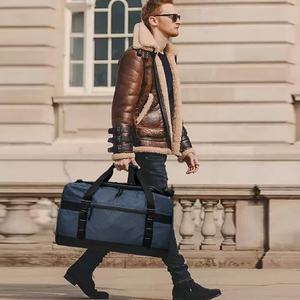 Bolsa de lona de poliéster con compartimento para zapatos, correa ajustable, plegable, ligera, de gran capacidad, para viajes, unisex - Product Image 3