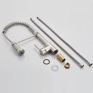 Robinet de cuisine de luxe en acier inoxydable de haute qualité, à poignée unique, à montage sur plan, avec douchette extractible <span class=keywords><strong>flexible</strong></span> pour hôtels - Product Image 4